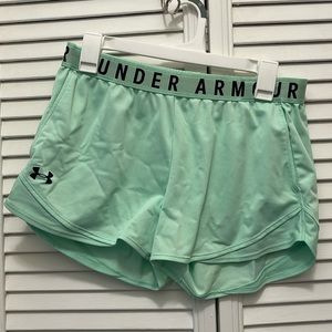 under armour mint green running shorts